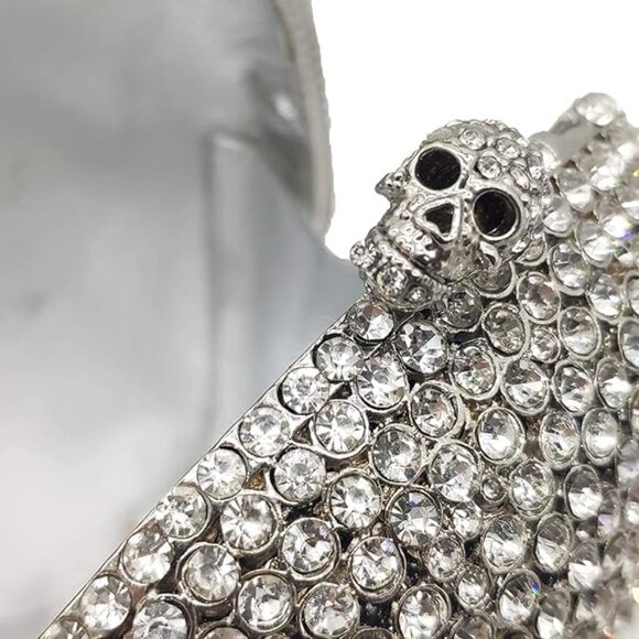 Neiman Marcus Halloween 3D Skull Crystal Rhinestone Clutch Bag - Picture 6 of 6